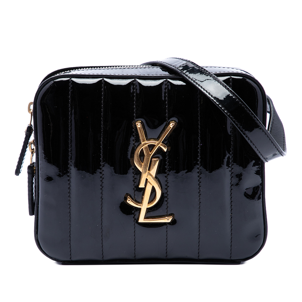 Pre-Loved Saint Laurent Matelasse Patent Monogram Vicky Belt Bag